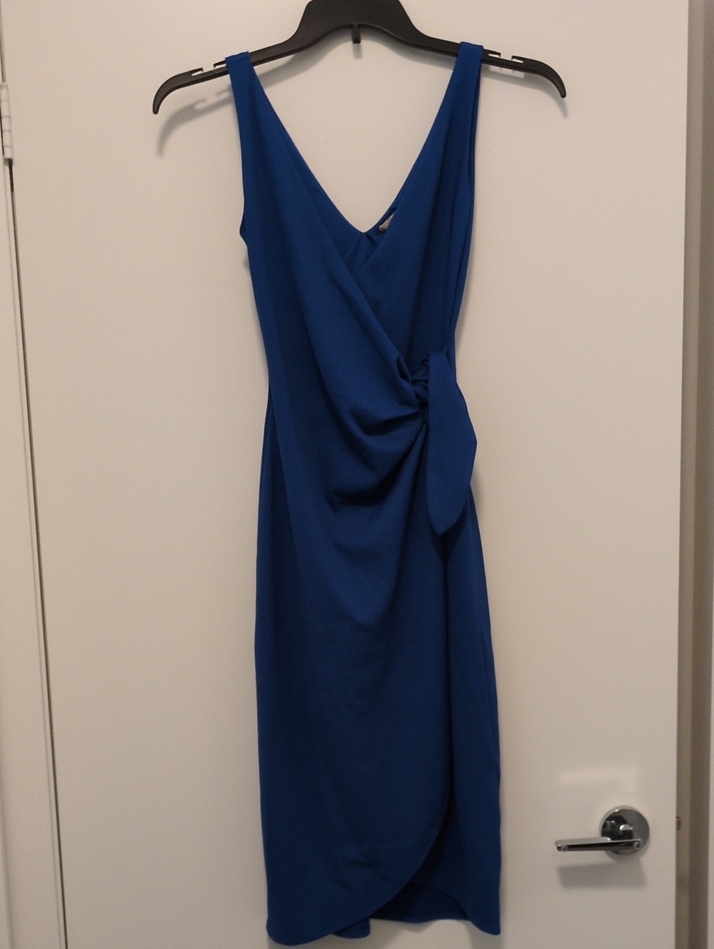 H&M Sleeveless V-Neck Royal Blue Draped Wrap Dress